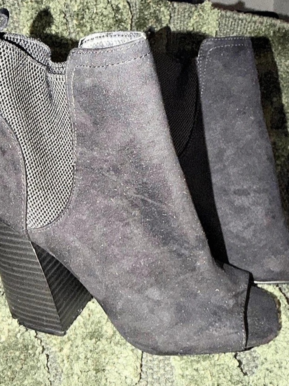 Black Peep-Toe Ankle Booties โ Black